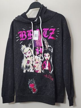 Bratz Graphic Pullover Hoodie in Black & Hot Pink (Small)